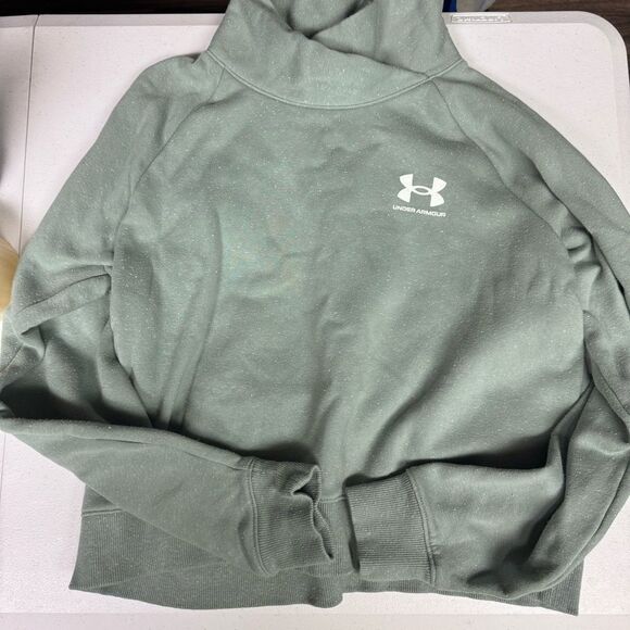 Under Armour Rival Fleece wrap neck sweatshirt size S small women’s green - Picture 1 of 2